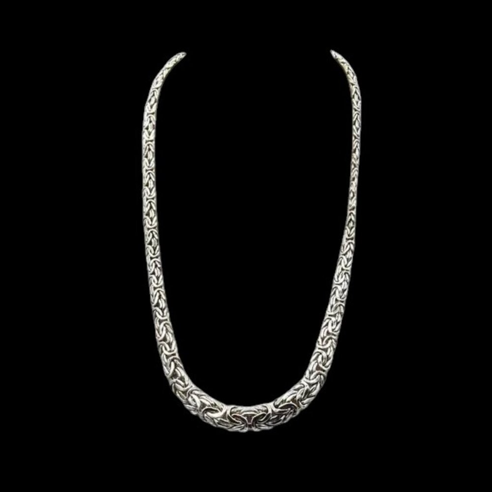 Sterling Silver Byzantine Chain Link Necklace Turkey "AK"